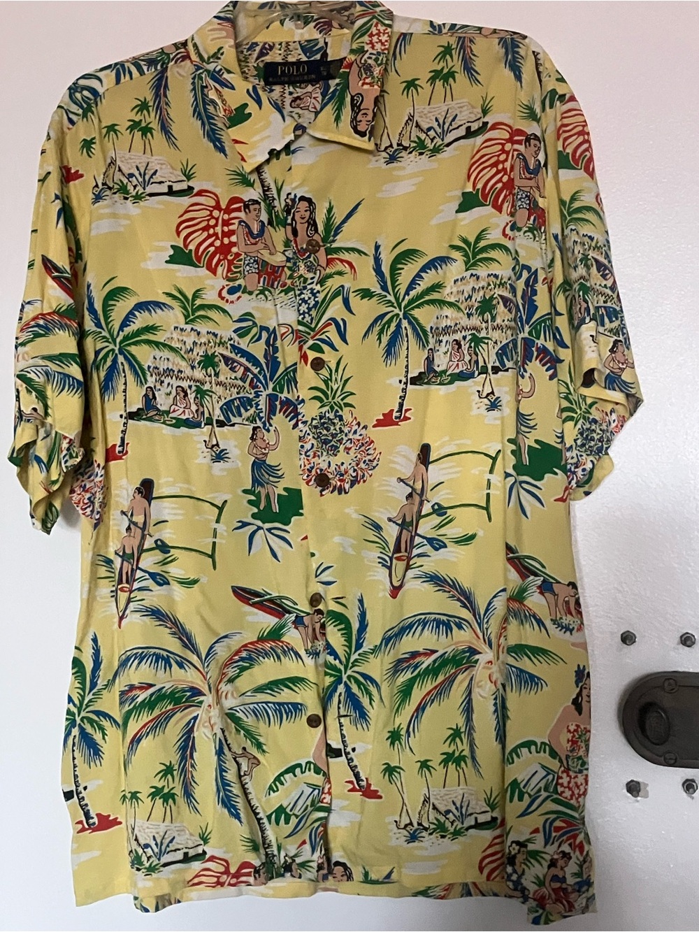 Polo Ralph Lauren Yellow Hawaiian Tropical Shirt XL🔥